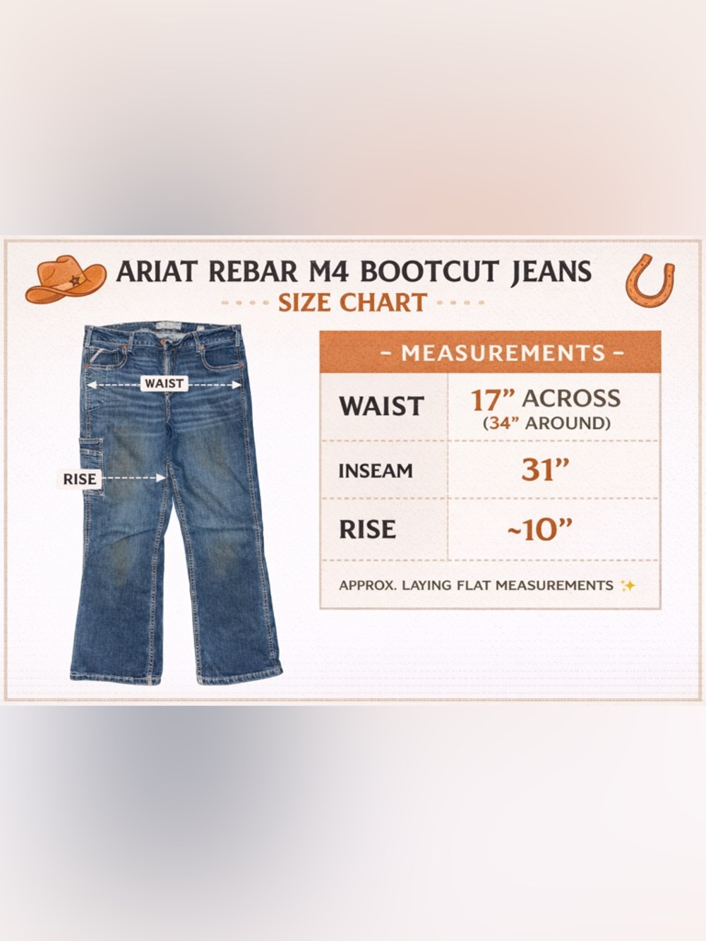 Ariat Rebar M4 Low Rise Boot Cut Jeans 33x31 Workwear Denim - Picture 2 of 6